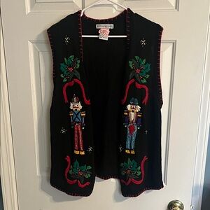 Black Holiday Vest with Nutcracker Design